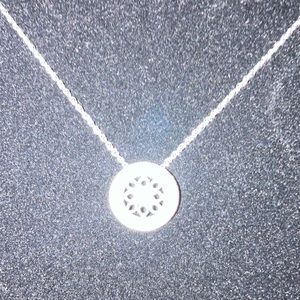 Sterling silver round diamond necklace
